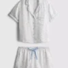 Boyfriend-Schlafanzug-Shorts aus Satin mit Blumenmuster Boyfriend-Schlafanzug-Shorts aus Satin mit Blumenmuster