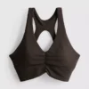 Butterweiches, gerafftes Active-Crop-Top Butterweiches, gerafftes Active-Crop-Top