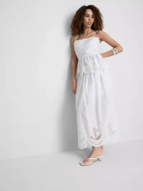 Cami-Top aus Baumwolle mit besticktem Peplum-Saum
