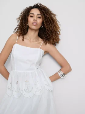 Cami-Top aus Baumwolle mit besticktem Peplum-Saum