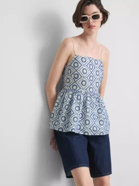 Cami-Top aus Baumwolle mit Cutwork-Verzierung