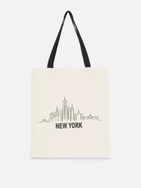 City-Tasche aus Baumwolle mit Grafikprint