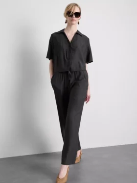 Crinkle-Hose mit weitem Bein