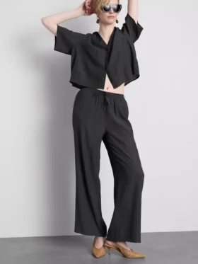 Crinkle-Hose mit weitem Bein