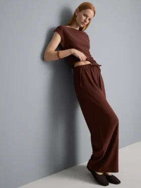 Crinkle-Hose mit weitem Bein