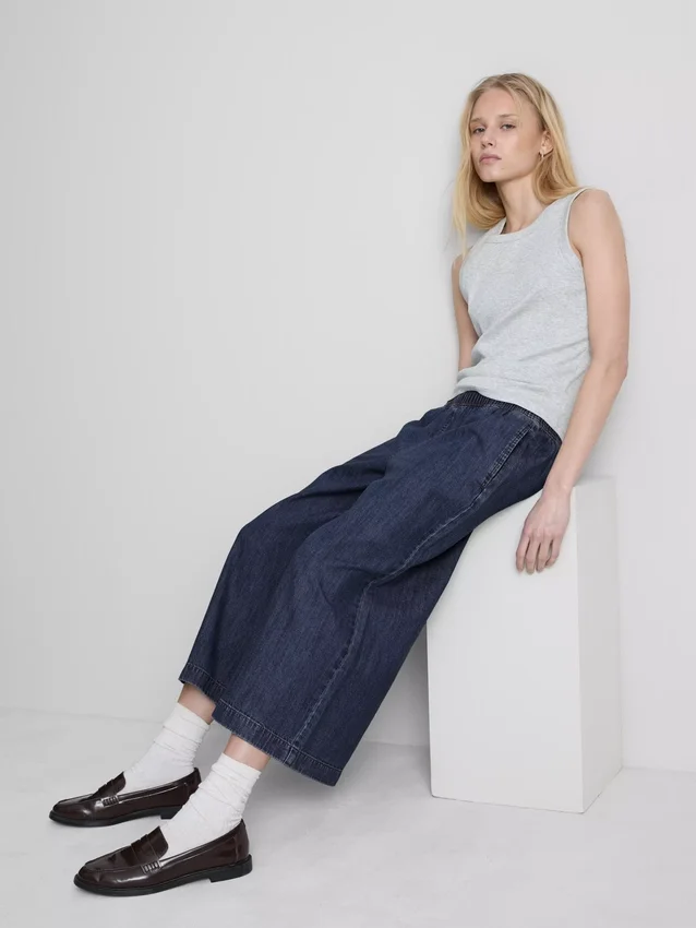 Culotte-Jeans mit weitem Bein Culotte-Jeans mit weitem Bein