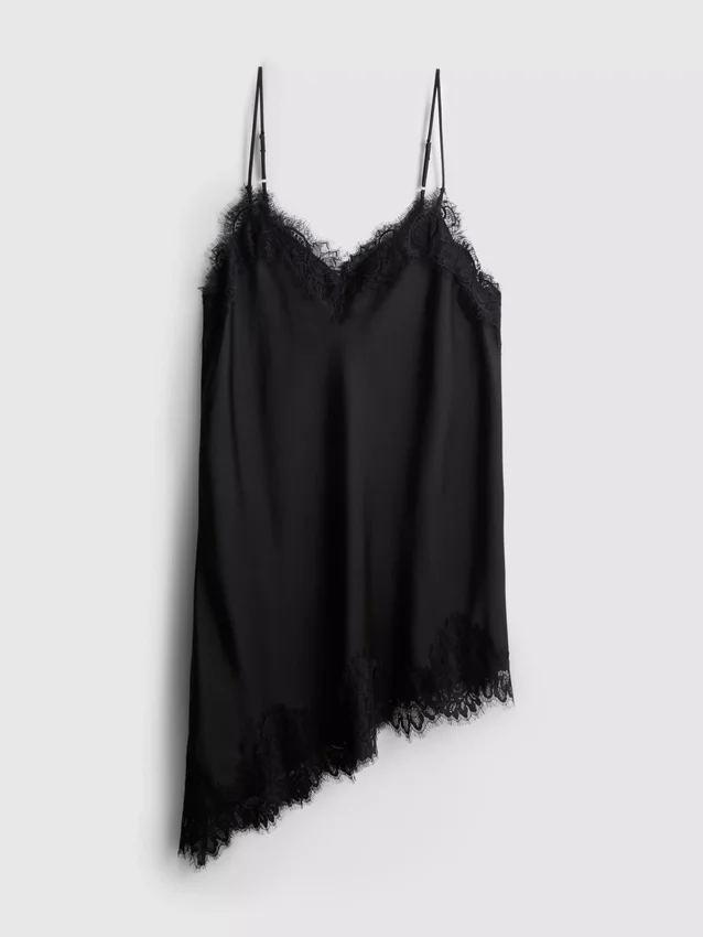 Das asymmetrische Slip-Kleid aus Satin-Spitze von The Edit Das asymmetrische Slip-Kleid aus Satin-Spitze von The Edit