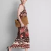 Das bedruckte Midi-Kleid im Neckholder-Stil aus Leinenmischung Das bedruckte Midi-Kleid im Neckholder-Stil aus Leinenmischung