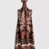 Das bedruckte Midi-Kleid im Neckholder-Stil aus Leinenmischung Das bedruckte Midi-Kleid im Neckholder-Stil aus Leinenmischung