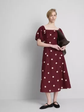 Das Midi-Kleid „The Edit“ aus Leinen mit Puffärmeln