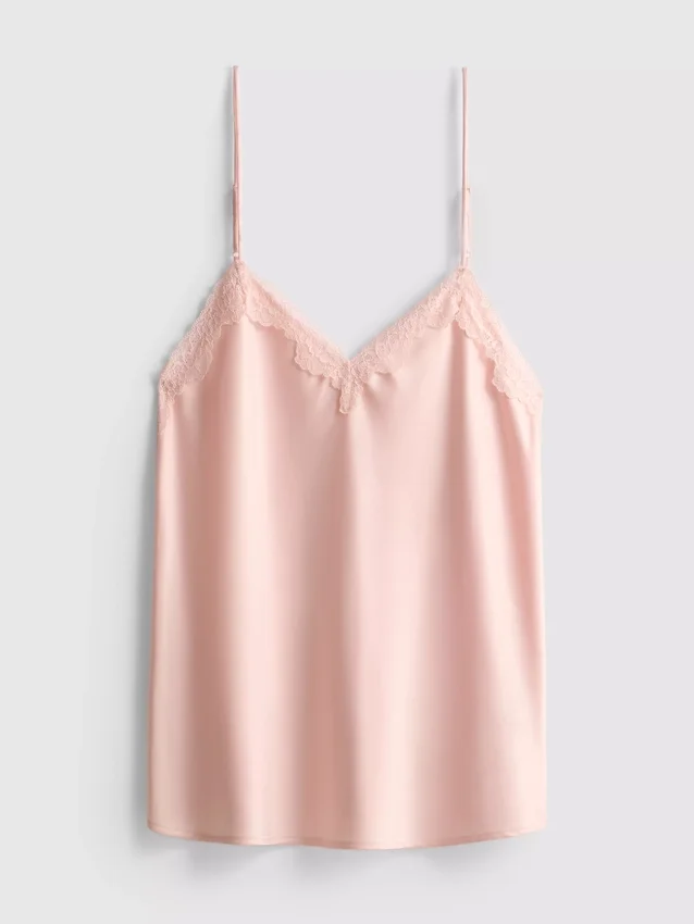 Das „The Edit“ Satin-Spitzen-Schlafanzug-Top Das „The Edit“ Satin-Spitzen-Schlafanzug-Top