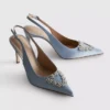 Diamanta-Satin-High Heels mit spitzer Zehenpartie