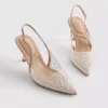 Diamanta Slingback-High Heels mit Kunstperlen