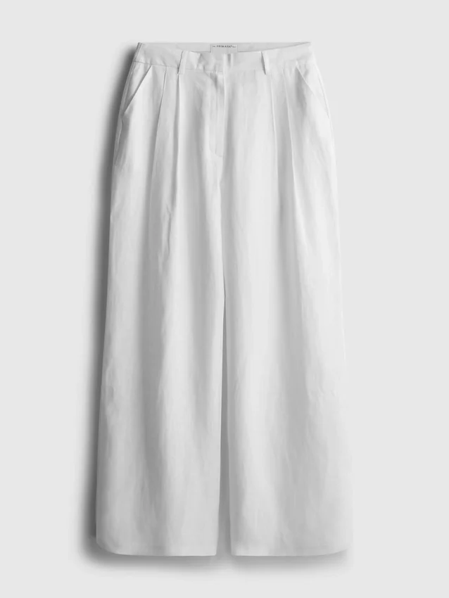 Die „The Edit“-Plissee-Leinenhose mit weitem Bein Die „The Edit“-Plissee-Leinenhose mit weitem Bein