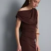 Drapiertes Jersey-Top mit einer Schulter Drapiertes Jersey-Top mit einer Schulter