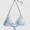 Dreieckiges Bikini-Oberteil im Gingham-Muster mit Gänseblümchen-Borte Dreieckiges Bikini-Oberteil im Gingham-Muster mit Gänseblümchen-Borte