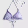 Dreieckiges Bikini-Oberteil mit Rüschen im Gingham-Muster
