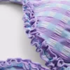 Dreieckiges Bikini-Oberteil mit Rüschen im Gingham-Muster