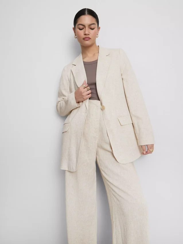 Einreihiger Blazer aus Leinenmischung Einreihiger Blazer aus Leinenmischung
