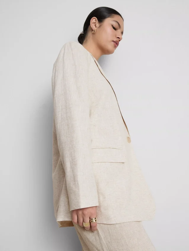 Einreihiger Blazer aus Leinenmischung Einreihiger Blazer aus Leinenmischung