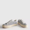Flache Sneaker aus Canvas und Jute