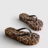 Flatform-Flip-Flops mit Leopardenmuster