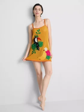 Gehäkeltes, besticktes Strand-Minikleid