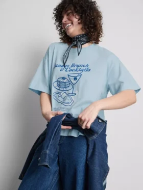 Geradliniges Grafik-T-Shirt aus Baumwolle