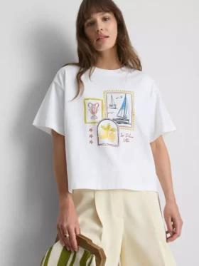 Geradliniges Grafik-T-Shirt aus Baumwolle