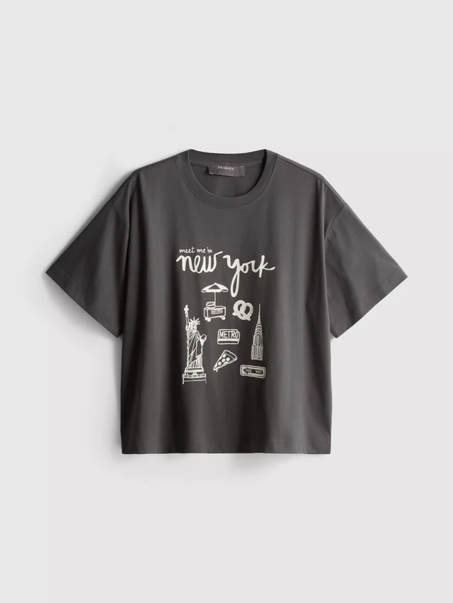 Geradliniges Grafik-T-Shirt aus Baumwolle Geradliniges Grafik-T-Shirt aus Baumwolle