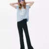 Gerippte Hose mit ausgestelltem Bein Gerippte Hose mit ausgestelltem Bein
