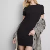 Geripptes, figurbetontes Mini-T-Shirt-Kleid Geripptes, figurbetontes Mini-T-Shirt-Kleid
