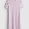 Geripptes, figurbetontes Mini-T-Shirt-Kleid Geripptes, figurbetontes Mini-T-Shirt-Kleid