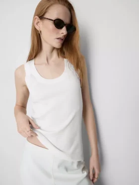 Geripptes Tanktop aus Baumwollmischung