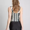 Gestreifte Bluse mit spitz zulaufendem Saum