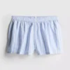 Gestreifte Oxford-Schlafanzug-Shorts aus Baumwolle Gestreifte Oxford-Schlafanzug-Shorts aus Baumwolle
