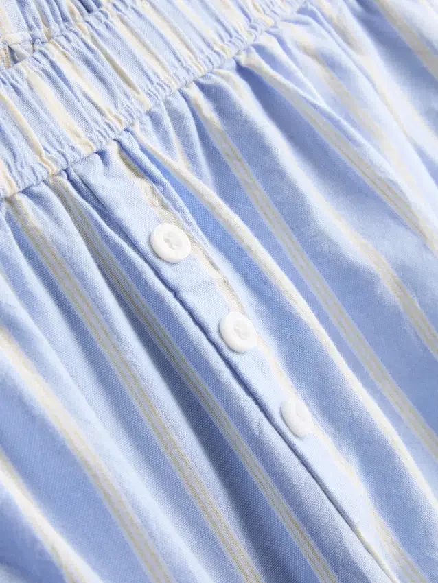 Gestreifte Oxford-Schlafanzug-Shorts aus Baumwolle Gestreifte Oxford-Schlafanzug-Shorts aus Baumwolle