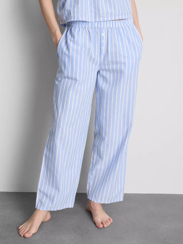 Gestreifte Oxford-Schlafhose aus Baumwolle Gestreifte Oxford-Schlafhose aus Baumwolle