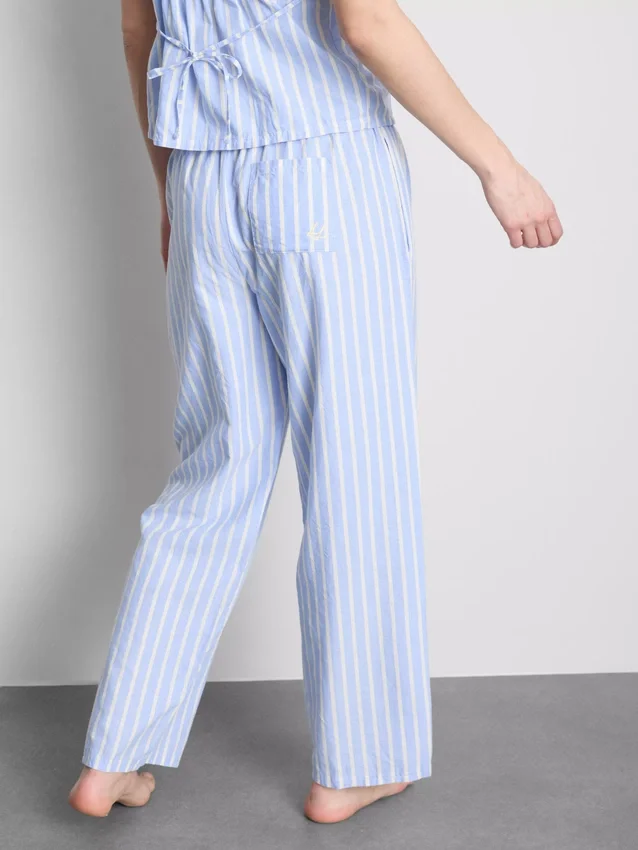 Gestreifte Oxford-Schlafhose aus Baumwolle Gestreifte Oxford-Schlafhose aus Baumwolle