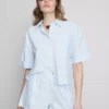 Gestreifte Oxford-Shorts mit hoher Taille Gestreifte Oxford-Shorts mit hoher Taille