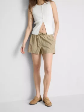 Gestreifte Oxford-Shorts mit hoher Taille