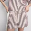 Gestreifte Oxford-Shorts mit hoher Taille
