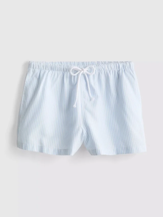 Gestreifte Oxford-Shorts mit hoher Taille Gestreifte Oxford-Shorts mit hoher Taille