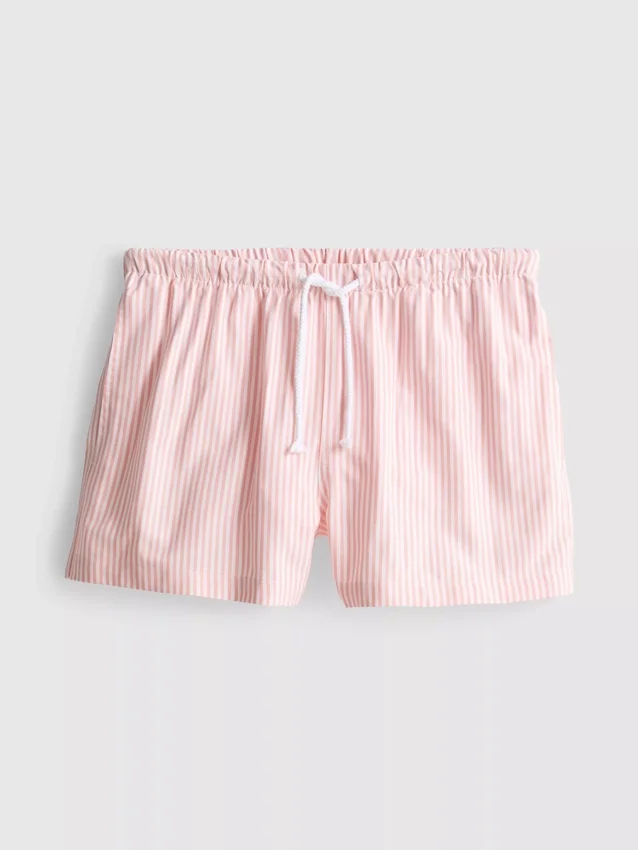 Gestreifte Oxford-Shorts mit hoher Taille Gestreifte Oxford-Shorts mit hoher Taille