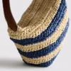Gestreifte Raffia-Umhängetasche
