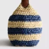 Gestreifte Raffia-Umhängetasche