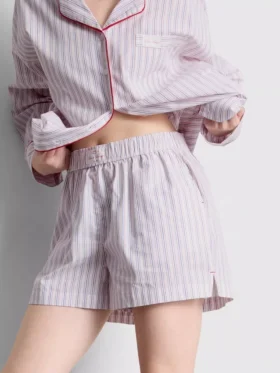 Gestreifte Schlafanzug-Shorts aus Baumwolle im „Room Service“-Stil
