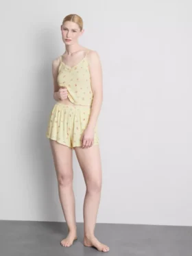 Gestreifte Schlafanzugshorts mit Blumenmuster