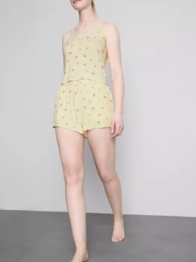 Gestreifte Schlafanzugshorts mit Blumenmuster