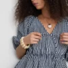 Gestreifte Seersucker-Bluse mit Puffärmeln von Paula Echevarría Gestreifte Seersucker-Bluse mit Puffärmeln von Paula Echevarría
